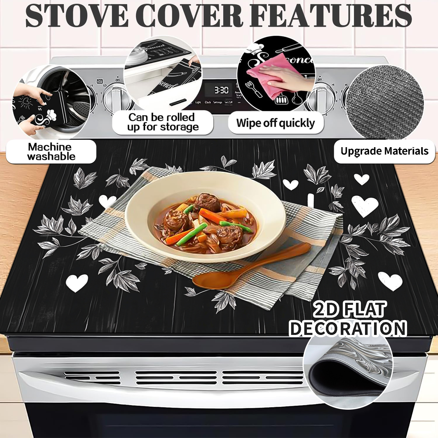 28x20 Inches Stove Top Covers for Electric Stove Black - Stove Top Cover for Electric Stove, Induction Cooktop Protector Stove Top Covers Mat, Prevents Scratching Expands Usable Space