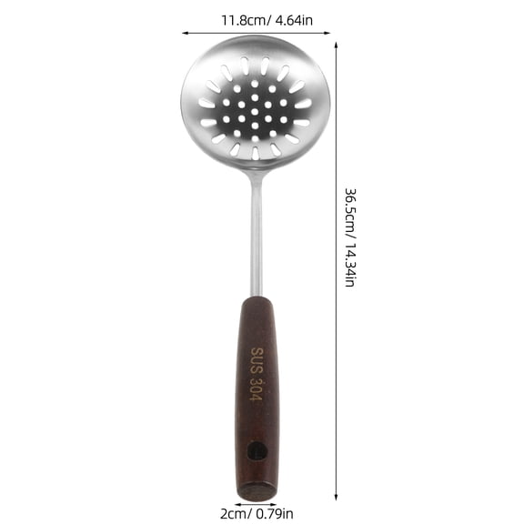 SOPOTUTU Ergonomic Wooden Handle Slotted Spoon Stainless Steel Kitchen Cooking Utensil for Home and Restaurant Use