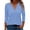 z-260428-1-Blue, variant on 3/4 Length Sleeve Womens Tops Women’S Slub Knit T-Shirts Women's 3/4 Sleeved Collar Button up Shirt Floral Shirt Summer Top Ladies Basic Crew Neck Tops M