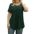 thumbnail image 2 of VERABENDI Women's Plus Size Tops Summer Short Sleeve Lady Tunic Shirts Lace Splicing Blouses,M-4XL, 2 of 6