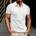 thumbnail image 2 of JTieacloth Mens Collared T Shirt Men's Short Sleeve Lapel T Shirt Summer Casual Solid Holiday Shirts Tops White XXXL, 2 of 5