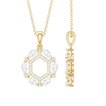 Rosec Jewels Lab Grown Diamond Cocktail Pendant Necklace for Women (EF-VS Quality Certified), 18K Yellow Gold