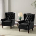 thumbnail image 7 of UIXE Wingback Accent Chair Set of 2, PU Leather Upholstered Armchair for Living Room Arm Chair, Black, 7 of 7