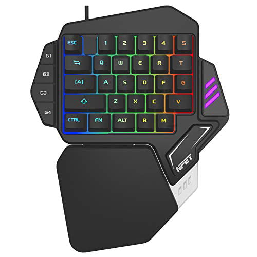 Guanwen One-Handed Wired Small Keyboard 7-Color Backlit Esports Game Wired Notebook Desktop 