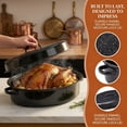 thumbnail image 3 of 18 Inch Enamel Steel Turkey Roaster Pan with Lid - Oven Safe Large Roasting Pan for 16 lb Turkey, Thanksgiving & Holiday Meals, Dishwasher Safe, 3 of 9
