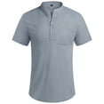 thumbnail image 2 of HAOMEILI Men's Cotton Linen Henley Shirt Short Sleeve Hippie Casual Beach T-Shirts with Pocket, 2 of 5