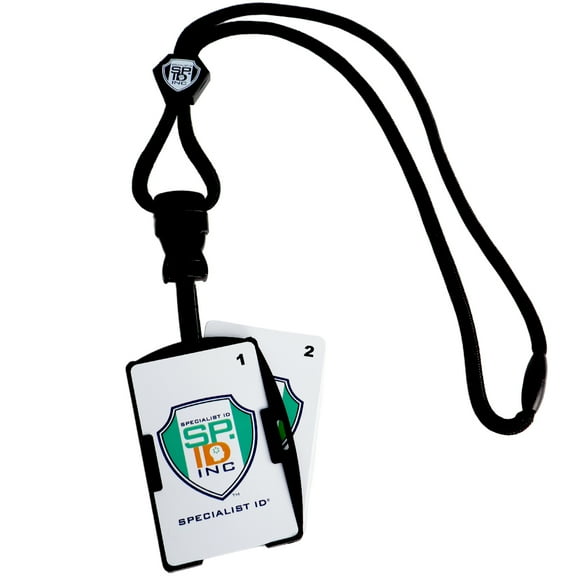 Specialist ID Black Lanyard with Detachable Plastic Hook and 2-Card ID Badge Holder
