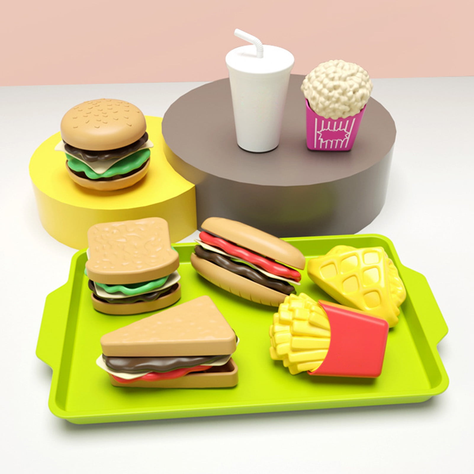 Burger Fast Food Play set Pretend kitchen toy food set for kids and toddlers 
