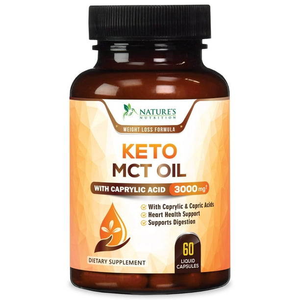 Nature’s Nutrition Pure Keto MCT Palm Oil Capsules, 3000 mg, 60
