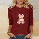 thumbnail image 4 of RKSTN Valentine's Gifts Women's 3/4 Sleeve T Shirts Top Oversized Crewneck Valentines Graphic Print Short Sleeve Shirt Womens Casual Solid Round Neck Loose Three Quarter Sleeve Shirt Spring Clothes, 4 of 7