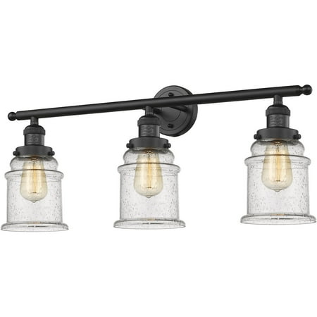 

Matte Black Tone Bathroom Vanity 30 Wide Seedy Glass Steel/Cast Brass/Glass Medium Base LED 3 Light Fixture