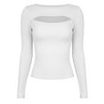 thumbnail image 3 of Women's Sexy Tight Long Sleeve Half High Neck T-Shirt Solid Color Stretchable Comfortable Casual Basic Top, 3 of 7