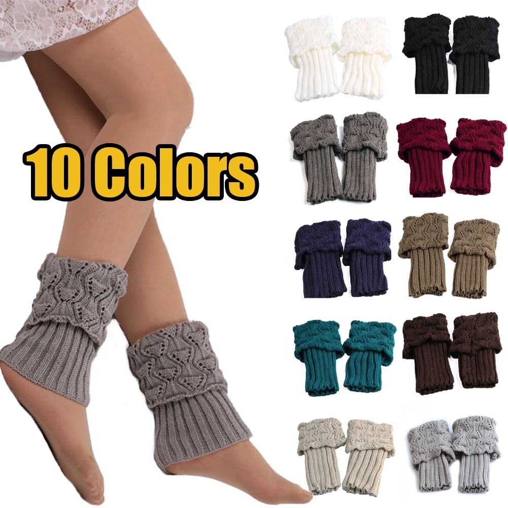 Women Winter Crochet Boot Cuffs Shell Knitted Toppers Boot Socks Leg Warmers US 