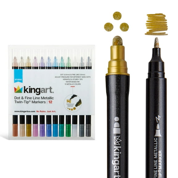 Twin-Tip Dot & Fine Line Markers 12 Metallic Colors