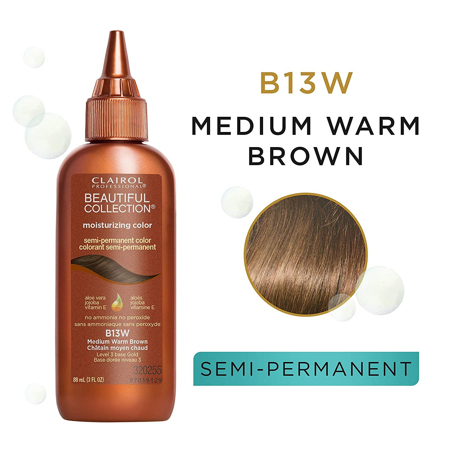 Clairol Beautiful Collection Semi-Permanent Medium Warm Brown B13W, 3 oz - (Pack of 4)