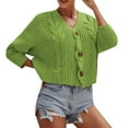 thumbnail image 3 of CILENON Oversized Cardigan Ladies Solid Color Button Sweater Knit Cropped Loose Cardigan Cardigan Sweaters for Women Lightweight(Green,M), 3 of 4