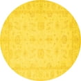 thumbnail image 1 of Ahgly Company Machine Washable Indoor Round Oriental Yellow Traditional Area Rugs, 8' Round, 1 of 4