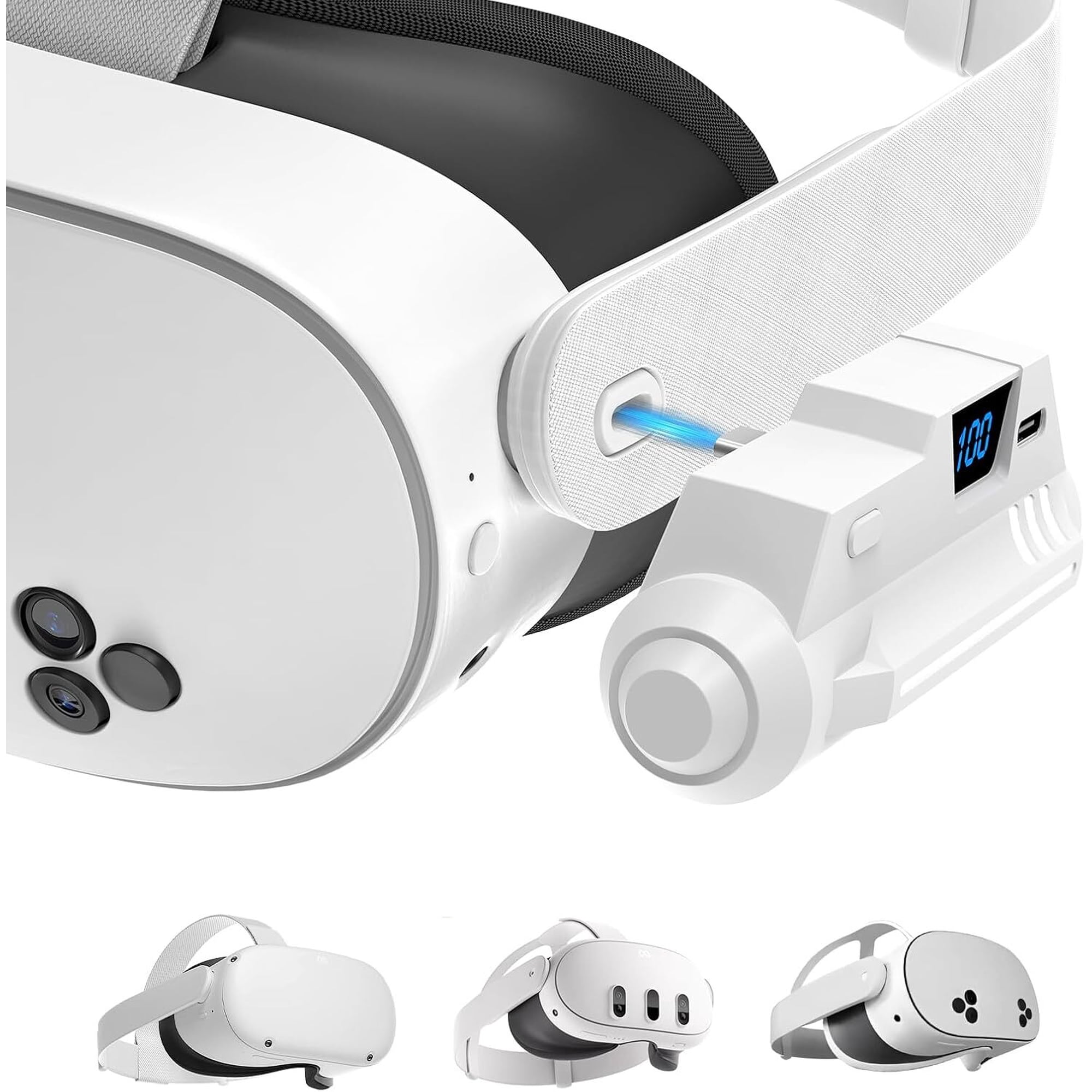5000mAh Battery Pack for Meta Quest 2/3/3S With LCD Display, Fast 18W 9V/2A Head Strap Battery Charger for Quest 3S/3/2 Accessories -Lightweight & Rechargeble Extended Battery Extra VR Playtime