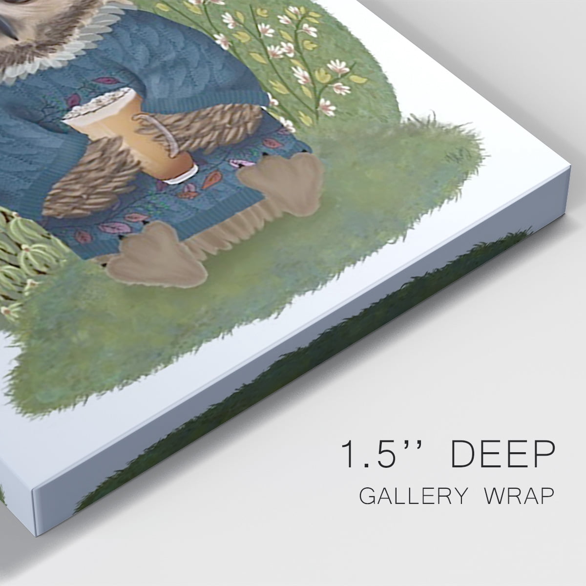 Latte Owl in Sweater Premium Gallery Wrapped Canvas - Ready to Hang