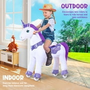 PonyCycle Kid-Powered Ride-On Unicorn Toy, No Battery, Hand Brake, Ages 4–7, Purple, E413