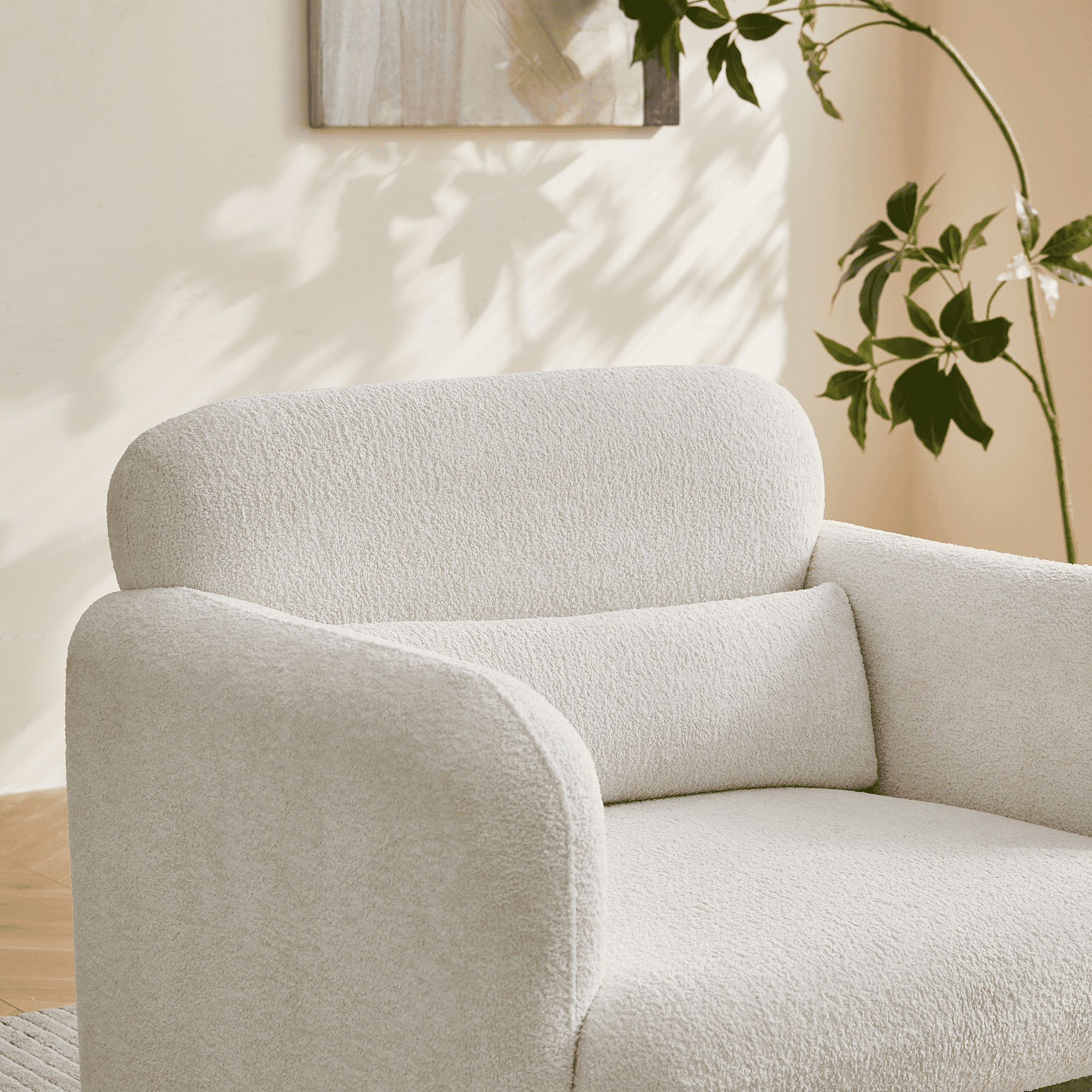 MAYEERTY 34 Inch Velvet Single Sofa Chair with Support Pillow Tool-Free Assembly for Apartment