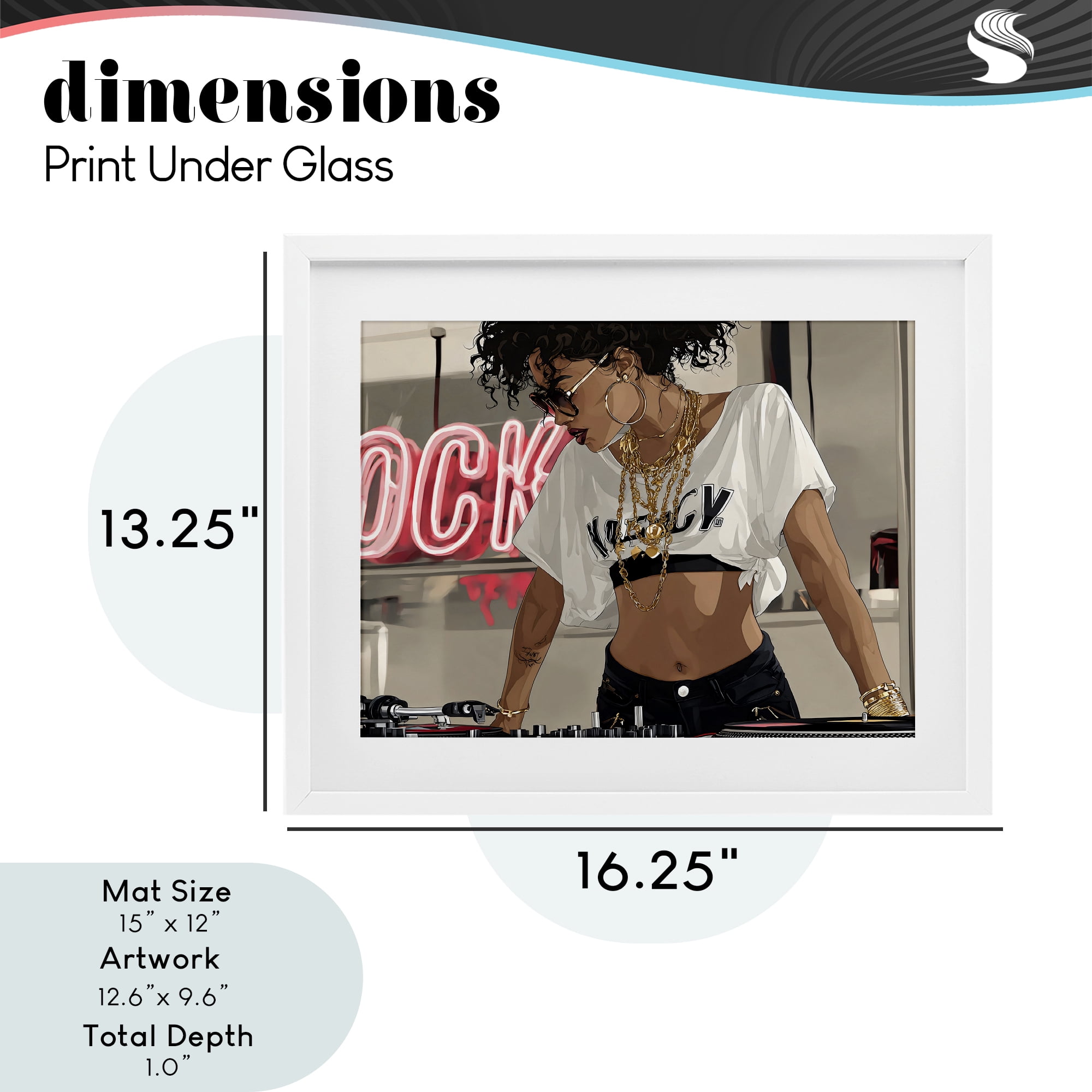 Stupell Industries Rock Neon DJ Music White Framed Print Under Glass, design by Franklyn Gregory