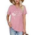 thumbnail image 2 of NAMTYQX Summer Blouses for Women 2025 Loose Short Sleeve Breathable Hawaii Plus Size Grafisches Lightweight Scoop Neck Graphic Going Out Tops for Women Pink Size XL, 2 of 4