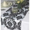 25 Pack Flocked Taffeta Damask 12" x 108" Top Table Runner Black White ...