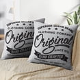 thumbnail image 3 of LALILO Throw Pillow Covers Lettering Badge Emblem Denim Wear Tee Cushion Cover 18" x 18", 2 Pack, 3 of 6