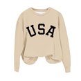 thumbnail image 5 of Tao Tao Toddler Kids Boys Girls Loose Graphic Letter Print Sweatshirts Crewneck Fleece Pullover Tops Fall Winter Fashion Clothes Beige 3 Years, 5 of 7
