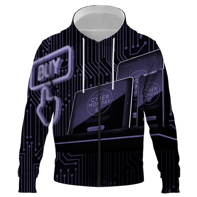 Sudadera con capucha 3D con tecnología digital para hombre y mujer, nueva moda, popular, informal, estilo Harajuku, hip hop, con cremallera, estampado 3D, para invierno
