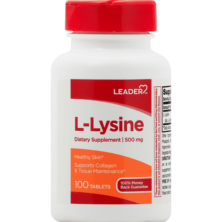 Leader L-Lysine Supplement 500mg - 100 Tablets