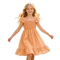 thumbnail image 7 of Little Girls Print Sundress Sleeveless Ruffle Casual Dress Mix Summer Dress for Kids Orange Size 9-10 Years, 7 of 7