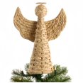 thumbnail image 2 of Vallivelle Handwoven Water Hyacinth Angel Christmas Decor - 13.4" Woven Rattan Angel Religious Tabletop Figurine for Nativity Scene, Mantel, Shelf and Farmhouse Christmas Decorations Indoor Display A, 2 of 8