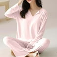 thumbnail image 4 of Maean Women Pajamas Sets Loungewear Sleepwear Long Sleeve Shirts Pjs Pant Bottoms 2 Piece Nightwear, 4 of 6