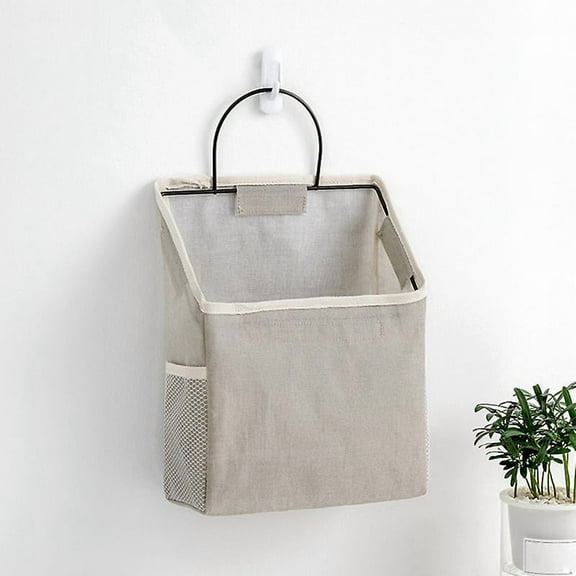Wall Hanging Storage Bag with Side Pocket Over The Door Canvas Bedside Organizer with Frame for Dormitory Room Organization