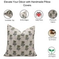 thumbnail image 4 of Fabdivine Block Print Thick Linen Decorative Throw Pillow Cover 18x18 Inch Floral Green Boho, 4 of 5