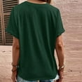 thumbnail image 5 of Sakmal Womens Plus Size Tops Short Sleeve Green Solid V-Neck Button T-Shirts Shirts for Women, 5 of 8