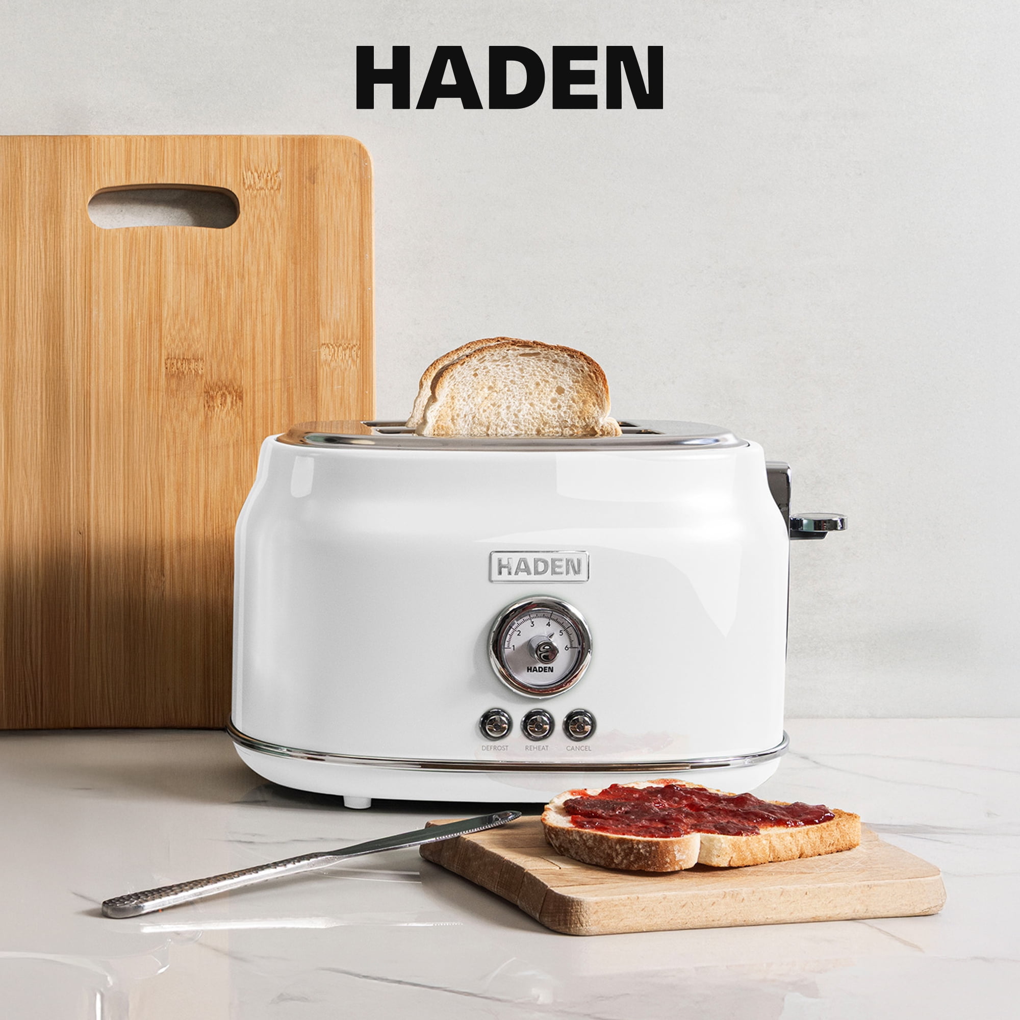 Haden Dorset Toaster, Wide Slot with Removable Crumb Tray and Settings (2 Slice, Ivory)