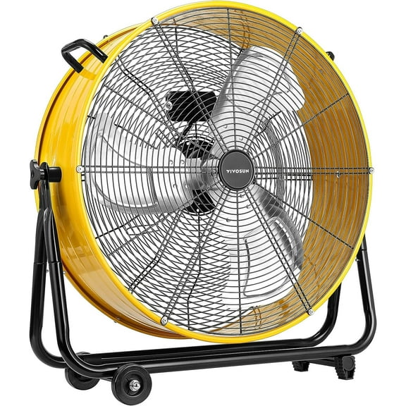 VIVOSUN Industrial Tilt Drum Fan 24” Heavy Duty High Velocity Floor Standing Fan 3 Speed Air Circulation