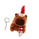 thumbnail image 2 of Llavero de peluche de carpincho, mochila de animales de peluche de carpincho, colgante de muñeca portátil bufanda blanca redonda, 2 of 9