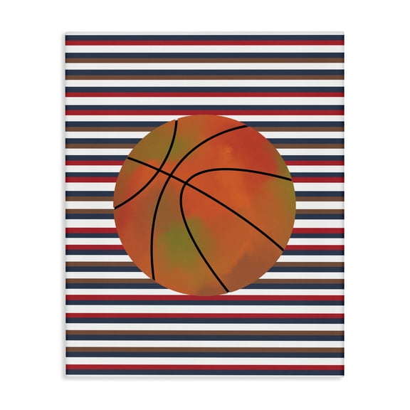 Stupell Industries Contemporary Stripes And Sports Basketball Canvas Art, 16 x 20, by Marcus Prime