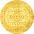 thumbnail image 1 of Ahgly Company Machine Washable Indoor Round Medallion Yellow Traditional Area Rugs, 4' Round, 1 of 4