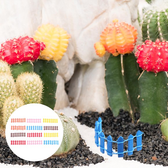 WHAMVOX 12Pcs Micro Landscape Ornaments Small Fence for Garden Wood Assorted Color Visual Effect