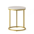 thumbnail image 2 of Noble House Specter Iron C-Shaped End Table with Tempered Glass, Gold and White, 2 of 10