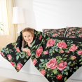 thumbnail image 4 of Homewish Rustic Rose Flower Bedding Comforter Set,Country Plant Twin Comforter Sets,Pink Green Black Bedding Set For Girl Kids,Breathable Home Decor Reversible,2pcs, 4 of 8