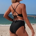 thumbnail image 6 of YueHuiYing Women's Bikini Set Two Piece Swimsuit Triangle Top String Mid Rise Bottom Cheeky Bathing Suit, 6 of 7