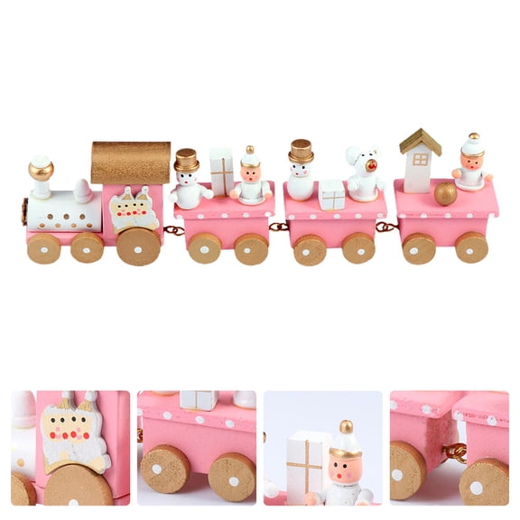 OUNONA Cute Pink Train Ornaments for Christmas Decor Made of Perfect for Desktop Display 2 Pieces