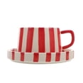 thumbnail image 4 of Juego de 1 taza de cerámica para agua, café o leche a rayas. Taza de cerámica para uso doméstico, ideal para té, café, zumo, latte o capuchino., 4 of 7