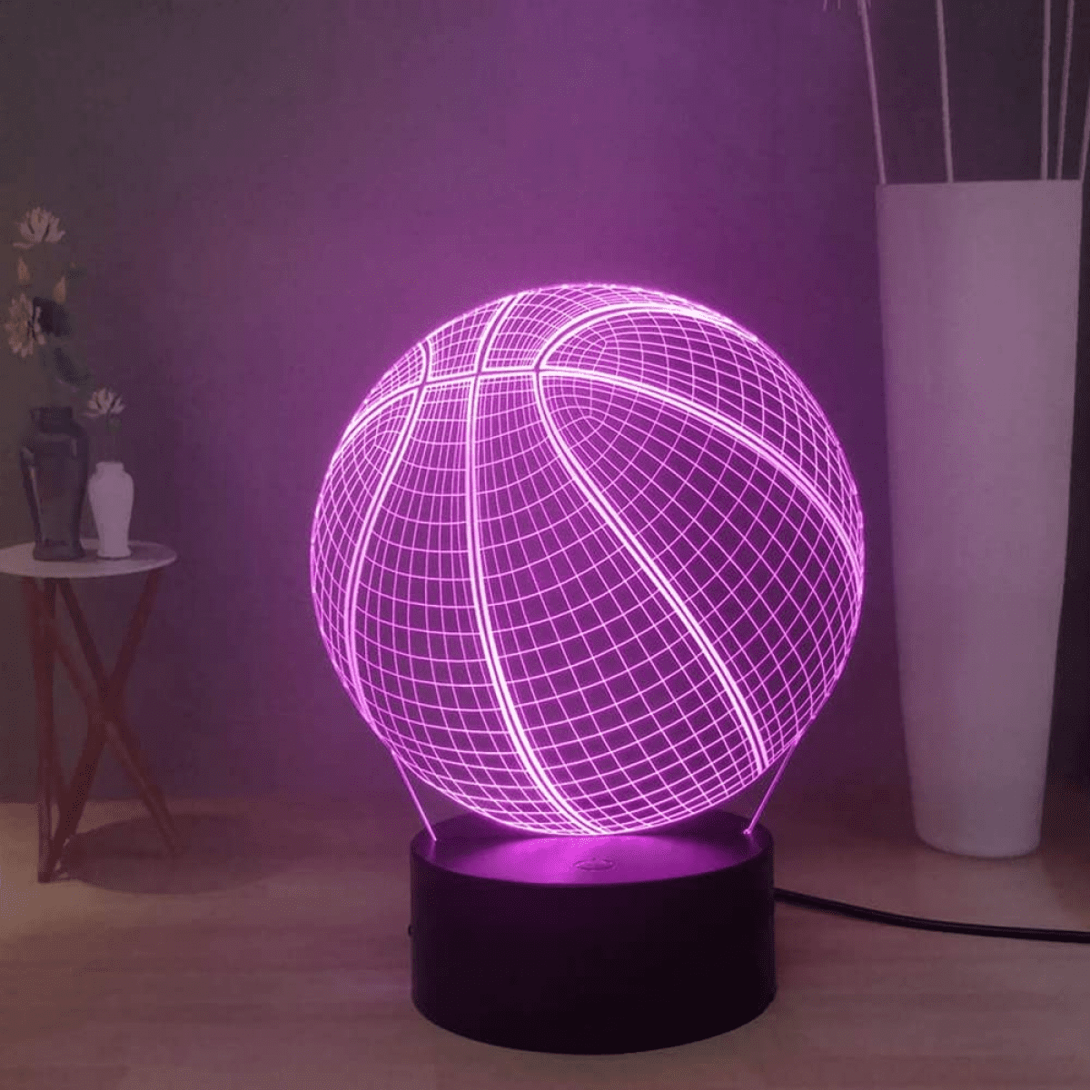 3D Optical Illusion LED Desk Lamp,Basketball 7 Color Changing USB Touch Night Light Outdoor Sports Lover Presents Home Bedroom Decor Lighting 
